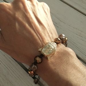 Drawstring BRACELET/ Buddha/Crystals